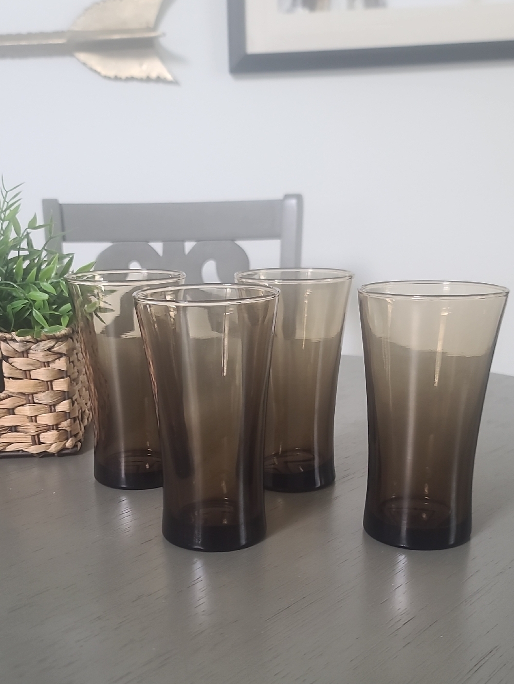 MCM Smoky Brown Glass Drinking Tumblers - Set of 4